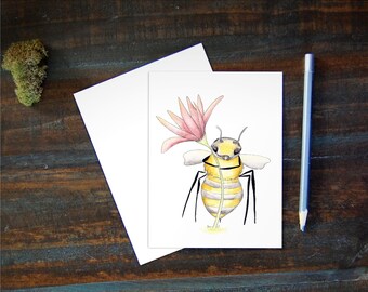 Bee Greeting Card | Gift for Gardener - Nature Note Cards - Blank Inside | by Kristy Jarvis