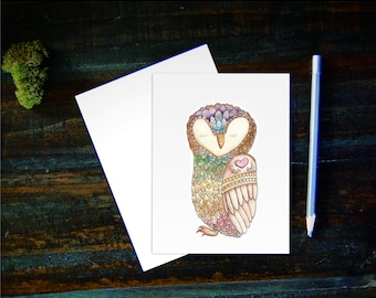 Rainbow Owl Greeting Card | Thinking of you Note Cards - Blank Inside | by Kristy Jarvis