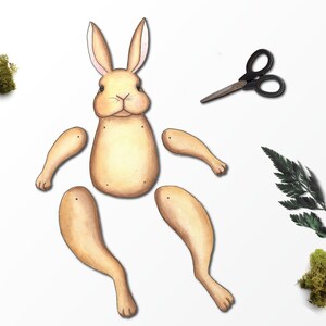 Articulated Bunny Paper Doll Printable DIY Paper Puppet Craft Instant ...