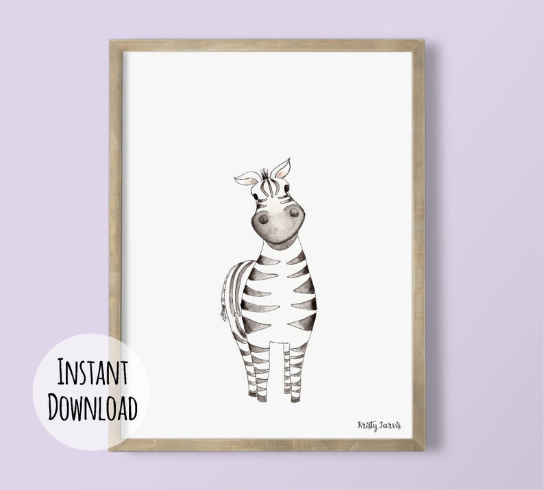 Gender Neutral Nursery Art Watercolor Zebra INSTANT Etsy