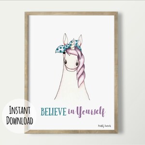 Unicorn Printable Art Believe in Yourself Inspirational - Etsy