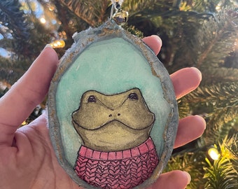 Hand-painted Watercolor Toad Christmas Ornament