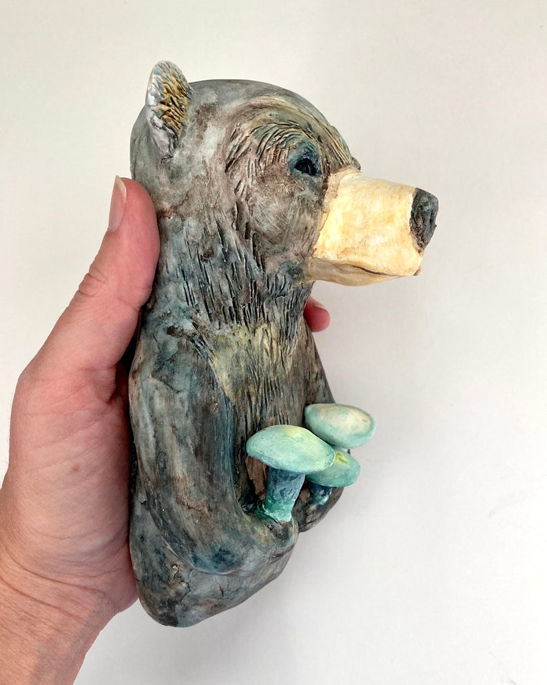Bear Clay Sculpture Woodland Animal Art Oddity Art Ready to Etsy
