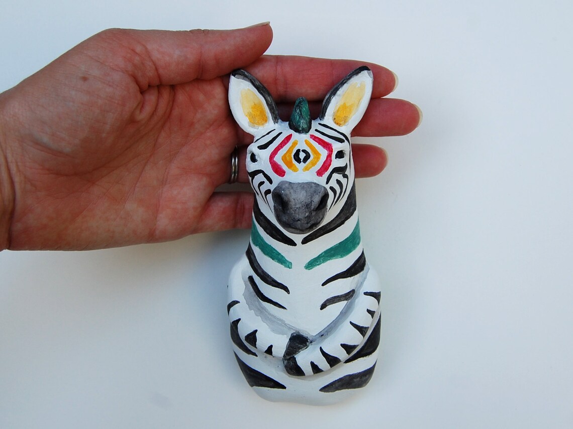 Zebra Figurine Handsculpted Clay Animal Ready to Ship Etsy