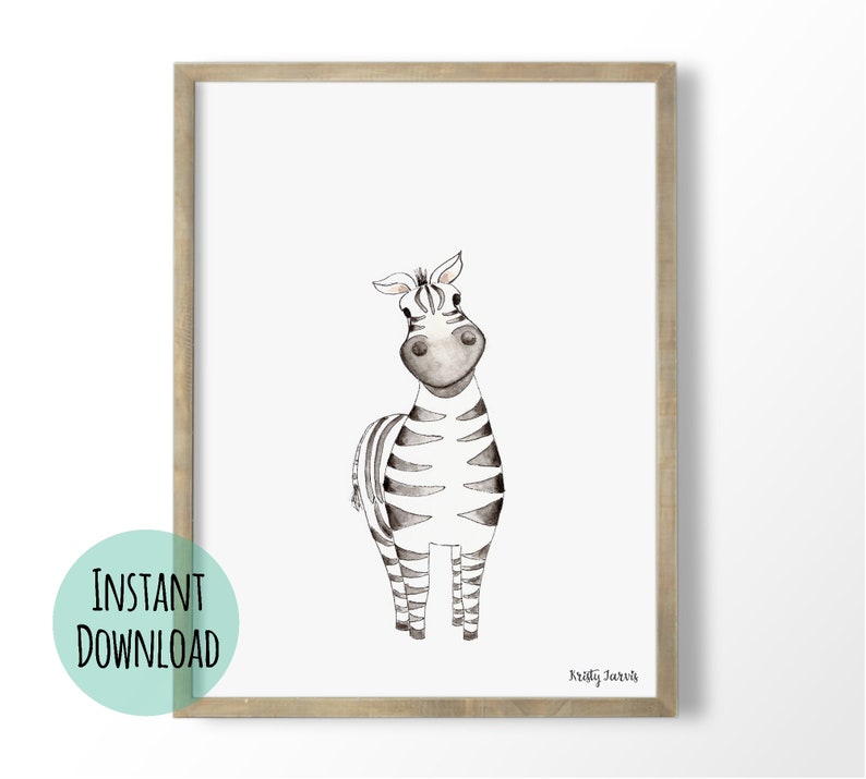 Gender Neutral Nursery Art Watercolor Zebra INSTANT Etsy