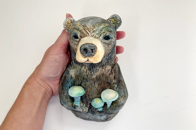 Bear Clay Sculpture Woodland Animal Art Oddity Art Ready to Etsy