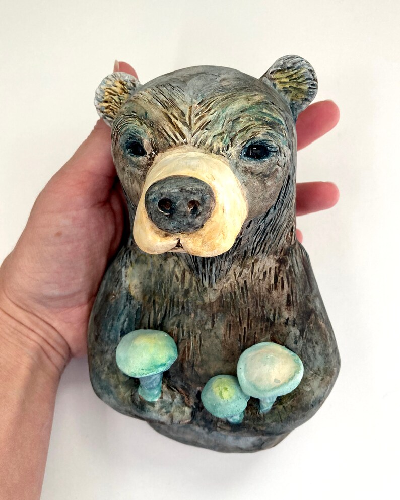 Bear Clay Sculpture Woodland Animal Art Oddity Art Ready to Etsy