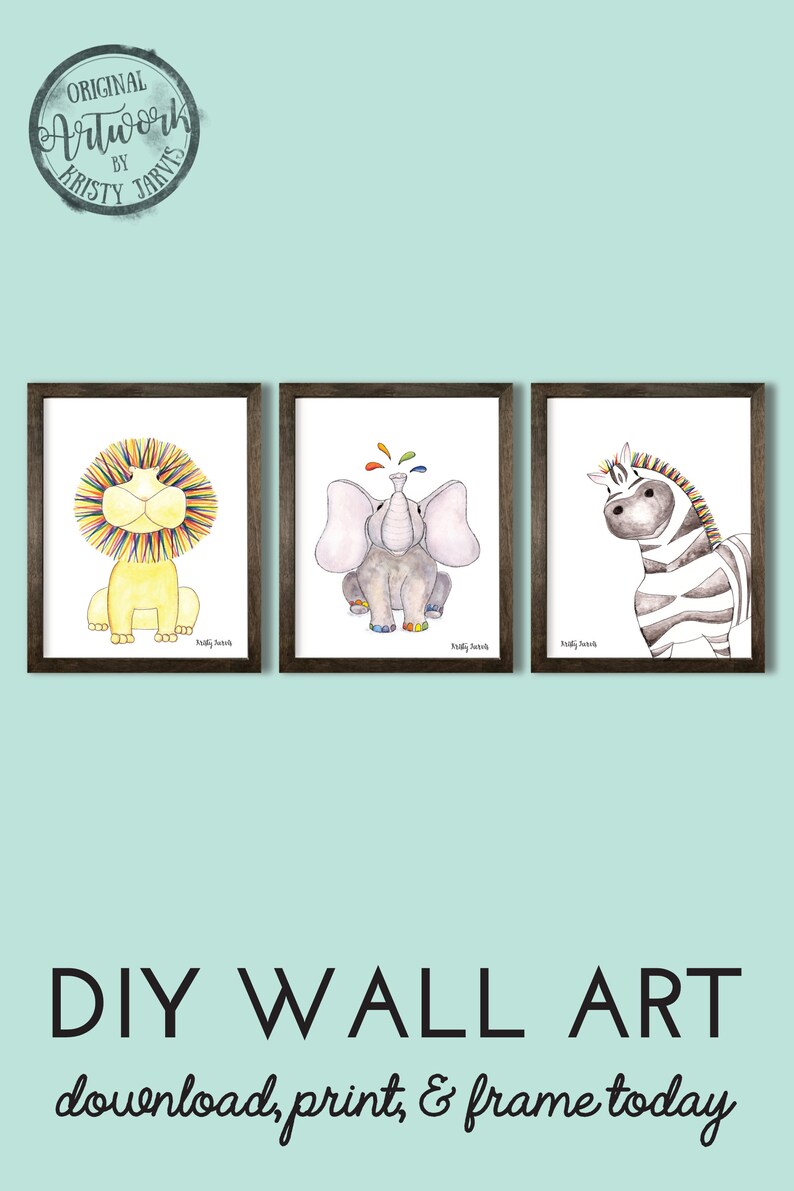 Safari Animals Nursery Decor Rainbow Art Prints Set of 3 Etsy