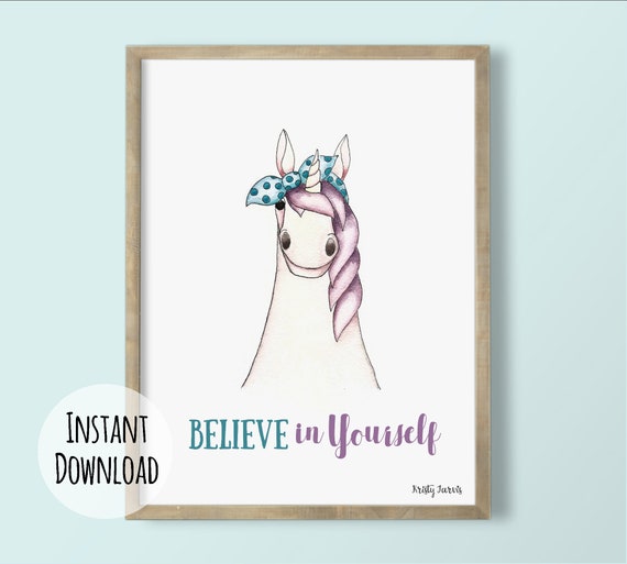 Believe in yourself,aliens and unicorns,inspirational quotes poster,unicorns poster,Humorous saying,typographic poster,gift ideas,wall decor