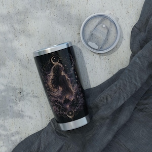 Hemelse Maangodin Tumbler: Mystieke Astrologie Yoga Flask (590 ml roestvrij staal)