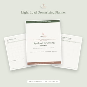 Planner voor het verkleinen van je huishouden | 25 pagina's tellende printbare PDF-bundel, opruimchecklist voor een verhuizing naar een kleinere woning | US Letter + A4