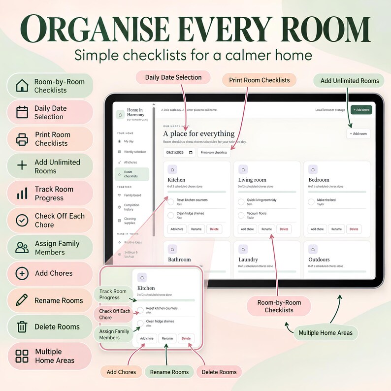 Digital Cleaning Planner, Offline App, Weekly Schedule & Family Chore ...