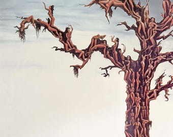 That's My Boy Surrealist Art Print – Symbolic Woman Tree, 18x24 Wall Art