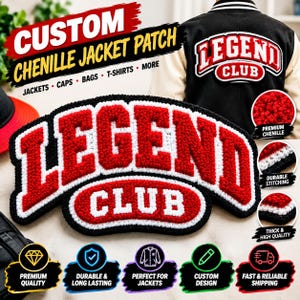 Aangepaste chenille patch | Gepersonaliseerde varsity patch | Letterman jas patch | Aangepaste naam- en logo patch | Geborduurde chenille patch