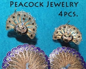 Vintage ENAMEL PEACOCK JEWELRY