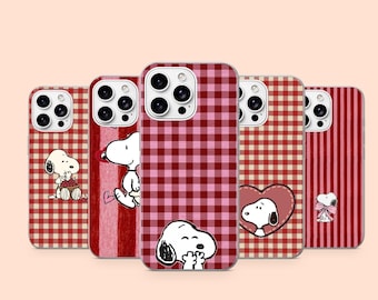 Snoopy telefoonhoesje, schattige cover voor iPhone 17Pro, 16, 15, 14, 13, 12, Samsung S26, S25, S24, S23Fe, A16, A56, Pixel 10, 9Pro