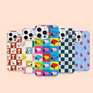 Snoopy mobilskal sött färgglatt fodral för iPhone 17Pro, 16, 15, 14, 13, 12, Samsung S26, S25, S24, S23Fe, A16, A56, Pixel 10, 9Pro