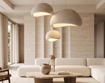 Lámpara colgante Wabi Sabi, lámpara de techo LED redonda japonesa, luminaria colgante minimalista moderna para cocina y comedor, regulable.