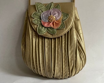 Vintage Leather Purse by Elizabeth Olney in Antique Gold