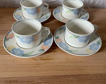 Mikasa Intaglio - Garden Poetry Coffee Cup and Saucer Set of 4
