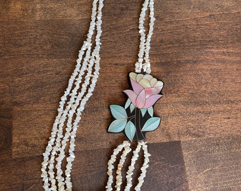 Lee Sands Shell Rose Necklace