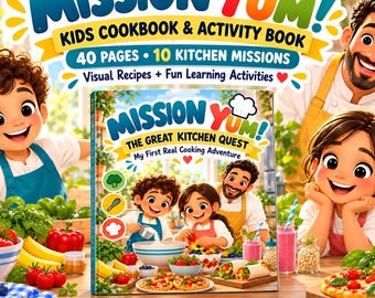 Libro de recetas y actividades para niños de 5 a 9 años / Recetas visuales y actividades de cocina / PDF imprimible