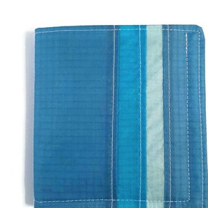 Men&#39;s Wallet, Thin Wallet, Recycled Paraglider , Blue Wallet, Striped Bi Fold, Backpackers Gear, Minimalist Wallet, Vegan Eco Wallet