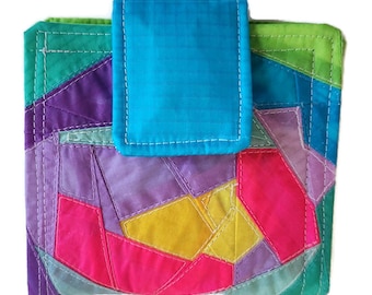 Recycled Paraglider Patchwork Wallet: Women's Floral Geometric Clutch