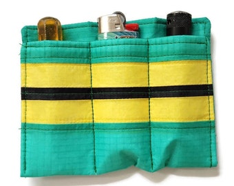 EDC, Green Every Day Carry, Recycled Handmade Pocket Organizer, Recycled Paraglider Pocket Protector, Emerald Minimalist Case