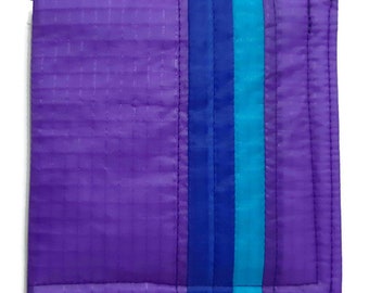Mans Recycled Wallet, Purple Mens Wallet, Thin Minimalist Bifold, Striped Billfold
