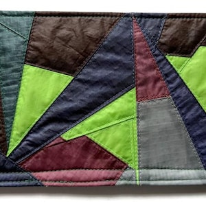 Recycled Paraglider Bifold Wallet: Geometric Upcycled Patchwork Handmade Billfold