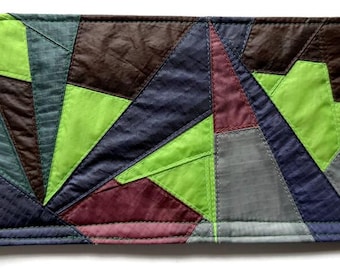 Recycled Paraglider Bifold Wallet: Geometric Upcycled Patchwork Handmade Billfold