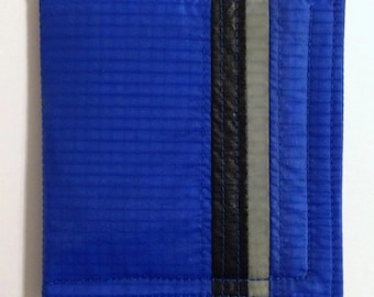 Recycled Paraglider Wallet: Blue Striped Vegan Bifold