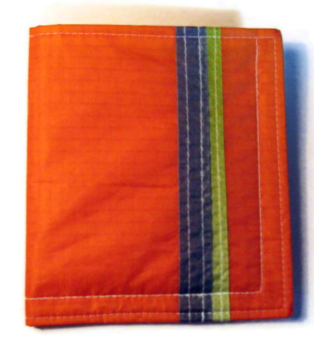 Men's Wallet, Thin Wallet, Recycled Paraglider , Orange Wallet, Flat Wallet, Neon Orange Bi Fold