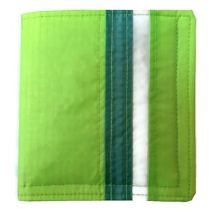 Green Striped Men's Recycled Paraglider Wallet, Upcycled Vegan Pocket Billfold, Mans Ripstop Wallet