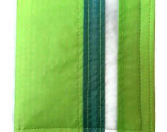 Green Striped Mens Recycled Paraglider Wallet, Upcycled Vegan Pocket Billfold