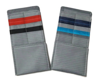 EDC Case, Two Slot and One Pocket Pouch, Striped EDC Case, Recycled EDC, Gray Striped Pocket Protector
