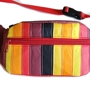 Upcycled Fanny Pack: Geometric Quilted Paraglider Waist Bag