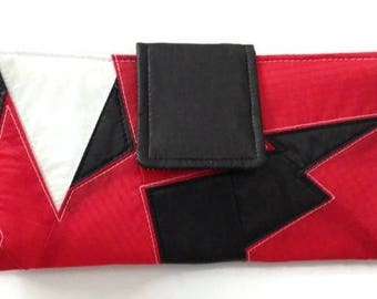 Womens Clutch Wallet, Recycled Paraglider Wallet, Womens Wallet Purse, Zip Coin Wallet, Womens Geometric Design Eco Wallet, Vegan Rad Wallet