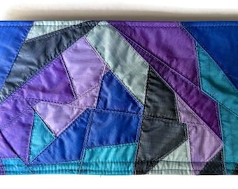 Mans Recycled Wallet, Upcycled Paraglider Geometric Billfold, Eco Quilted Guys Purple Wallet