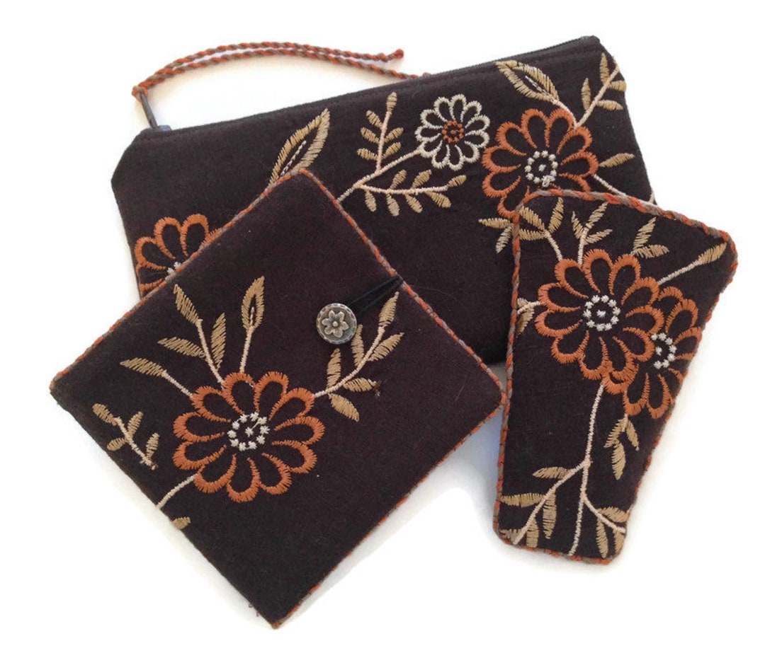 Handmade Embroidered Sewing Case Set: Upcycled Scissor & Needle Book ...