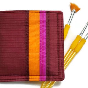 Slim Mens Wallet, Brown Striped Billfold, Recycled Paraglider Pocket Wallet, Cool Vegan Eco Friendly BiFold