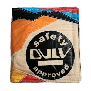 Mans Recycled Wallet, Upcycled Paraglider Pocket Bifold, Logo Wallet, Eco Vegan Designer Quilted Wallet