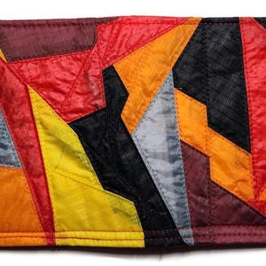 Mans Ultralight Wallet, Recycled Paraglider Bifold, Geometric Eco Vegan Pocket Billfold, Hot Colors Upcycled  Guys Wallet