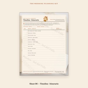 Planificador de bodas imprimible, libro bilingüe para planificar bodas, kit de carpeta minimalista, presupuesto, lista de invitados, seguimiento de proveedores, itinerario, PDF imagen 9
