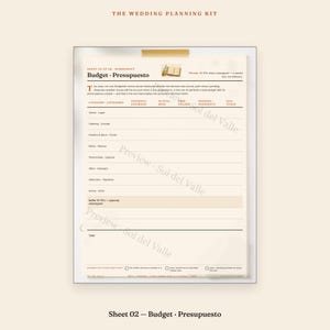 Planificador de bodas imprimible, libro bilingüe para planificar bodas, kit de carpeta minimalista, presupuesto, lista de invitados, seguimiento de proveedores, itinerario, PDF imagen 5