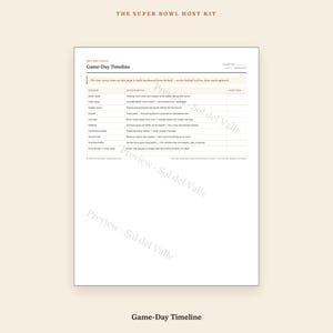Super Bowl Gastgeberpaket – Checkliste, Einkaufsliste, Gästeliste, Zeitplan, Raster (PDF) Bild 5