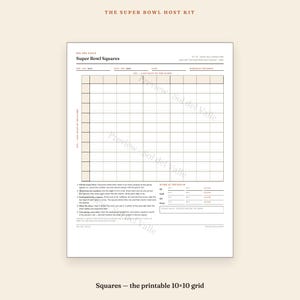 Super Bowl Gastgeberpaket – Checkliste, Einkaufsliste, Gästeliste, Zeitplan, Raster (PDF) Bild 7