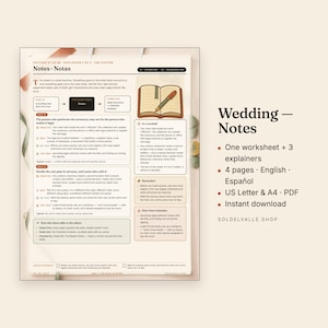 Bilingual Wedding Planning Notes – Decisions, Payments, Vendor Questions (PDF) image 1