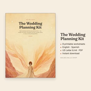 Planificador de bodas imprimible, libro bilingüe para planificar bodas, kit de carpeta minimalista, presupuesto, lista de invitados, seguimiento de proveedores, itinerario, PDF imagen 1